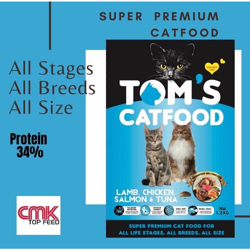 Toms Cat Food All Breeds 1.2kg Freshpack Toms Cat All Stages Lamb