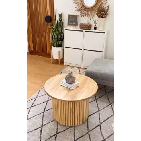 MEJA TAMU BULAT KAYU JATI | MEJA GAMU FURNITURE JATI | MEJA AKAR JATI JEPARA