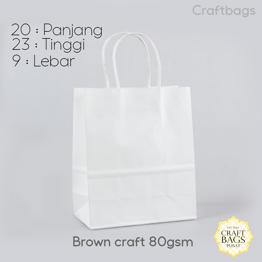 

Paper bag mini warna putih 23x9x20 CM / Paper bag kado souvenir wedding packing olshop / Papperbag Kertas Polos Murah