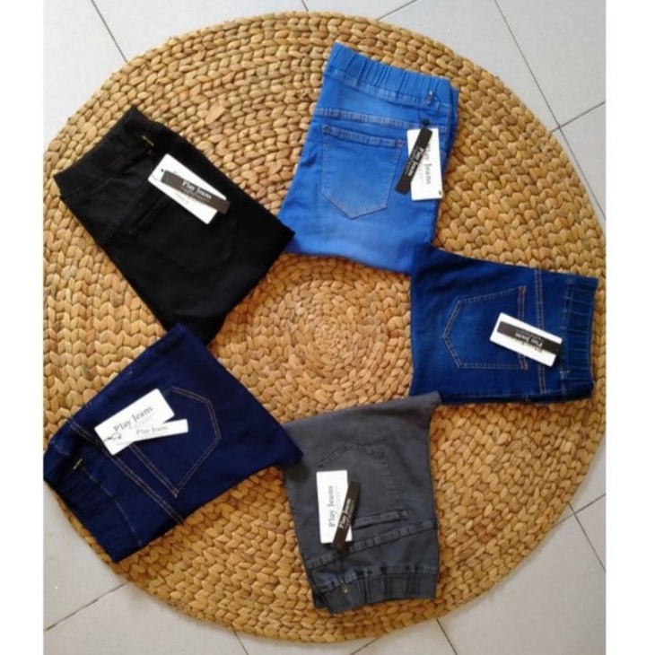 Celana jeans jumbo wanita pinggang kolor karet jeging jeans leging jeans jumbo big size