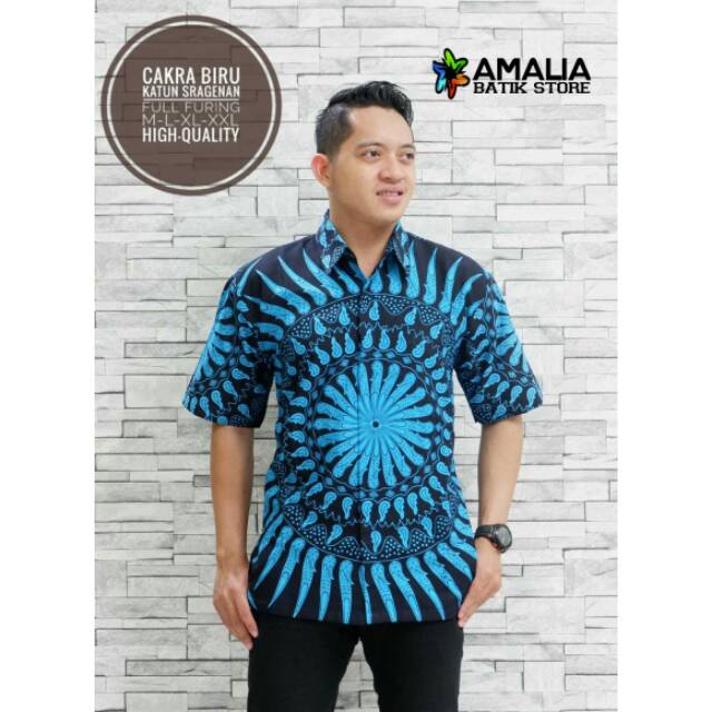 CAKRA BIRU.Kemeja Batik Pria Modern