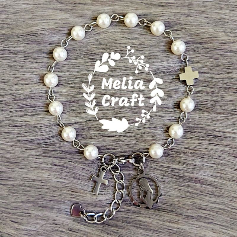 Gelang Rosario Mutiara Swarovski Anti Karat