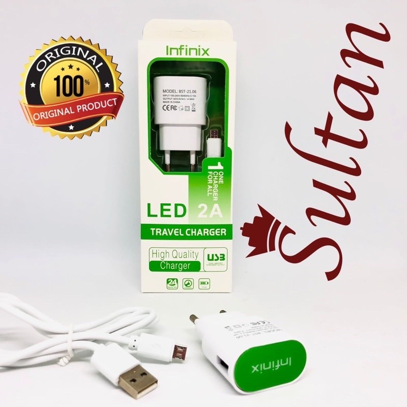 PROMO CHARGER LED 2.1A INFINIX ORIGINAL BONUS KABEL MICRO