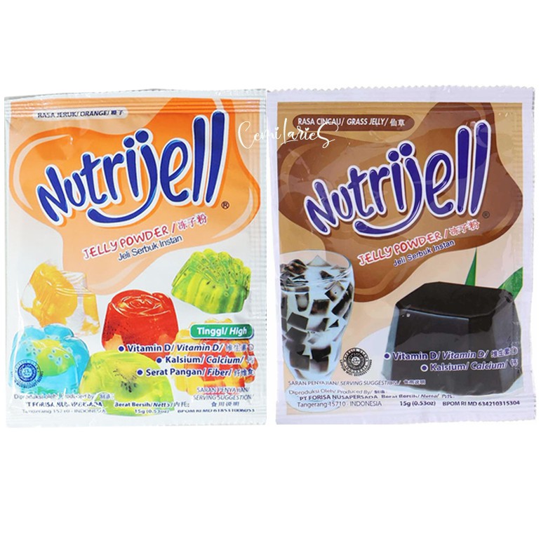 

Nutrijel Jelly Powder Rasa Cincau Grassjelly / Jeruk Orange 10gr | Agar - Agar Nutrijell