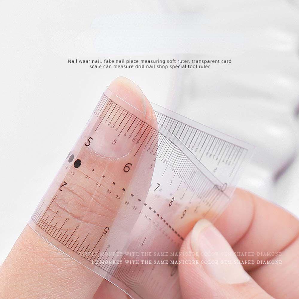 AUGUSTINA Agustina Penggaris Nail Art Portable Ultra-Tipis Tekan Pada Kuku PVC Manicure Alat Ukur Kuku Rhinestones Measuring Ruler