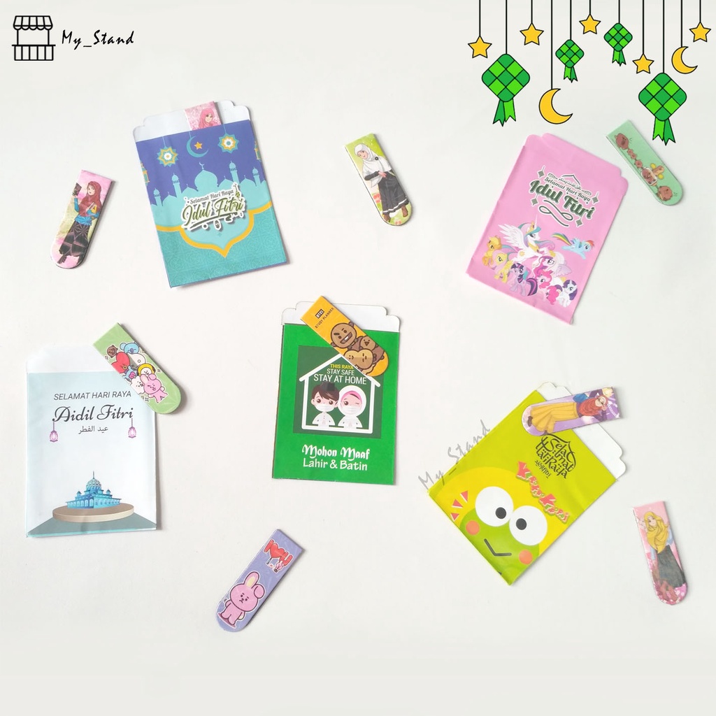 

Mini Package Lebaran Amplop Medium Sidu+ Pembatas Magnet BTS BT21/ Hijab Girl THR Hampers Lebaran Angpau Muslimah 12 x7cm Tunjangan Hari Raya Parcel Idul Fitri Tayo Minion Keropi Upin Ipin Unicorn Babybus Pororo Masjid Omar & Hana WBB Bunga Flamingo