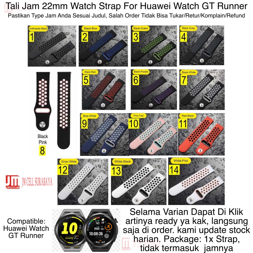 Nike Strap Huawei Watch GT Runner - Tali Jam Tangan 22mm Rubber Silikon Sport