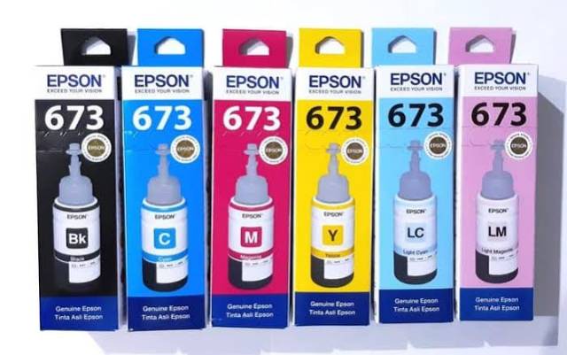 Tinta Epson 673 Original untuk L800 L805 L810 L850 L1800