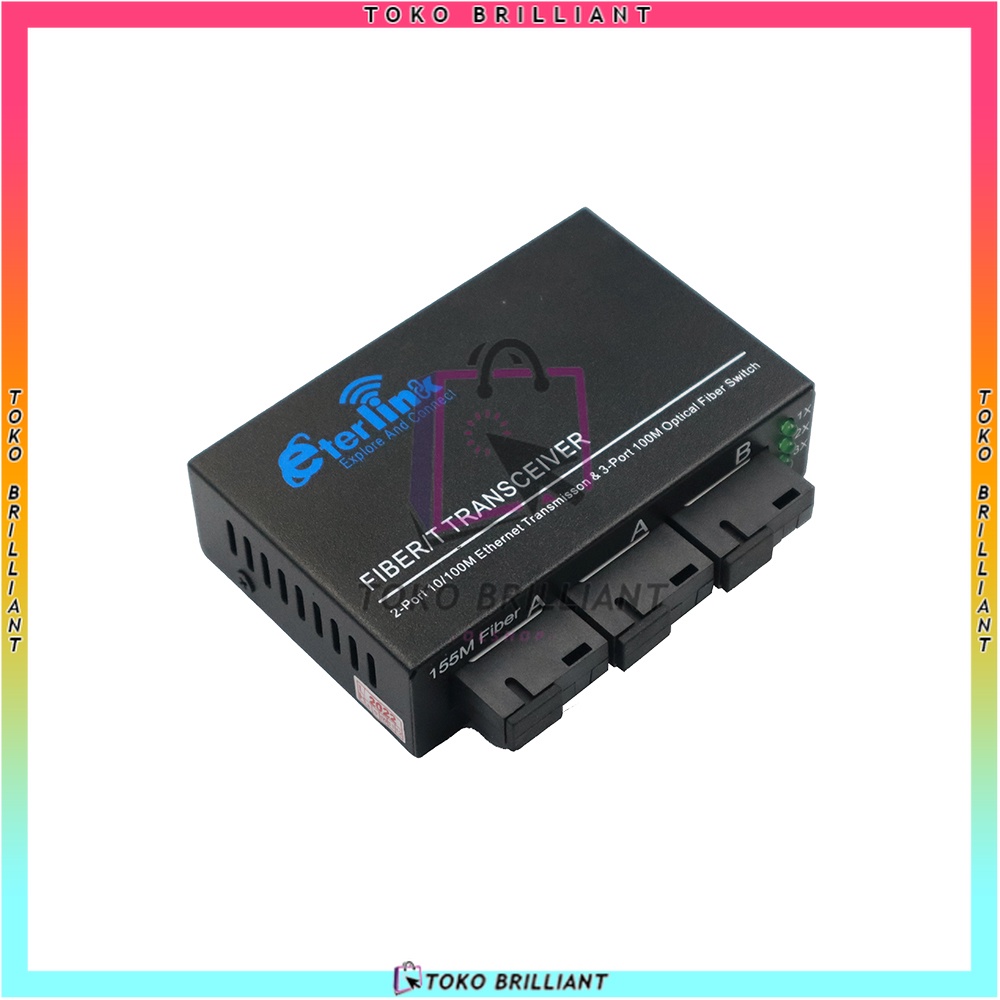 【SupportPOE】3F2E  Fiber Optik Media Converter Single Mode  2 Rj45 Dan 3 Sc Port 10/100Mbps 5V-12V Power Input [BISA COD]