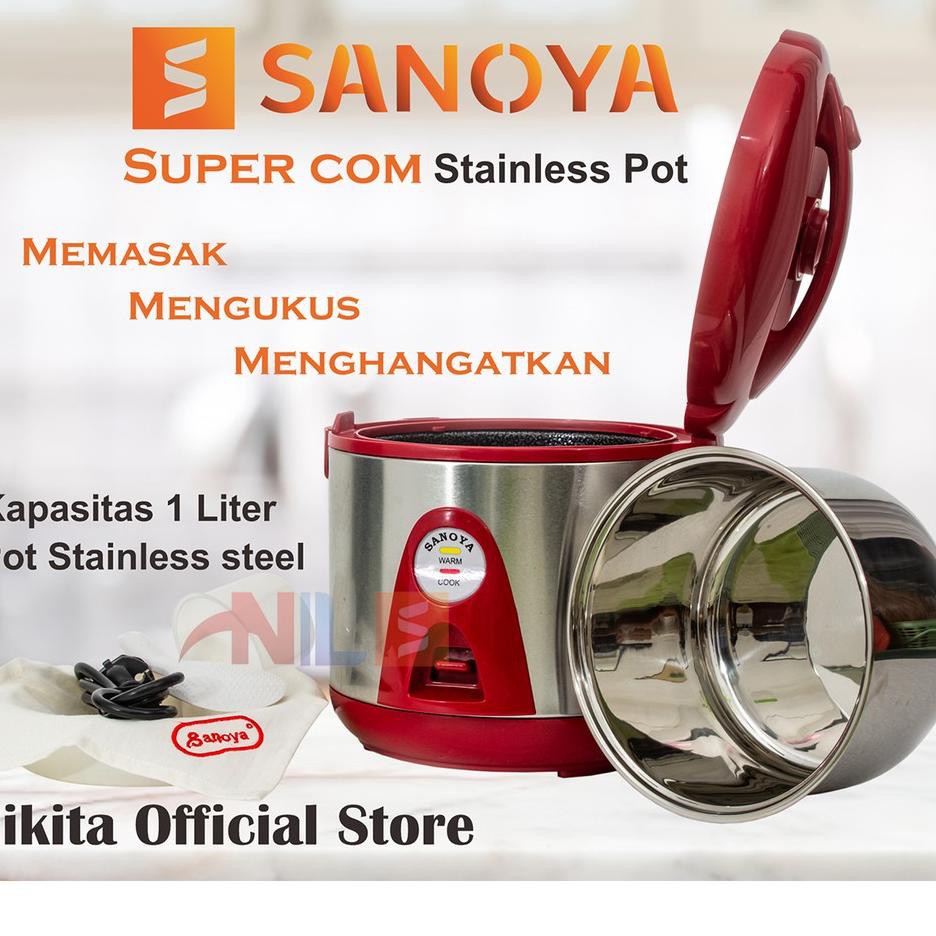 Terbaik.. Super Com Sanoya Stainless pot | Rice Cooker Mini 1 Liter 3 in 1