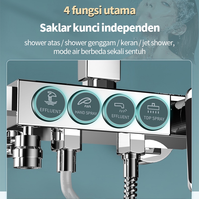 BLUE SKY  Shower Kamar Mandi 4 Dalam 1 Set Shower Dengan Faucet Sprayer Faucet Panas Dan Dingin Set Kamar Mandi Besi Tahan Karat