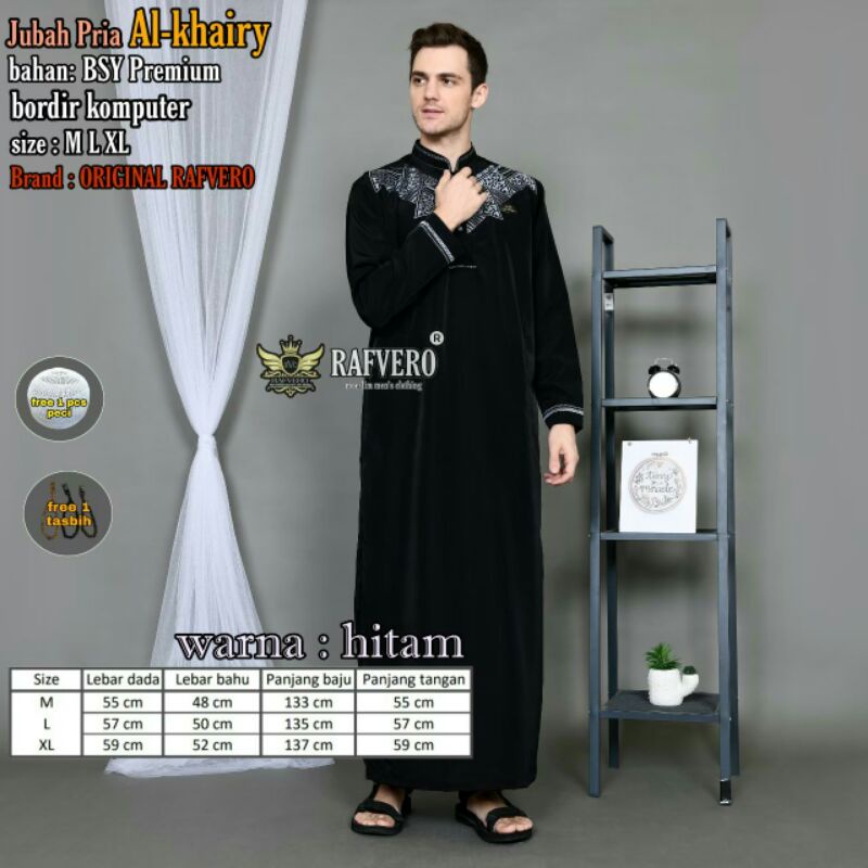 Ar razi fashion Baju Gamis pria Dewasa Border terbaru Gamis arab free peci plus tasbih (COD)