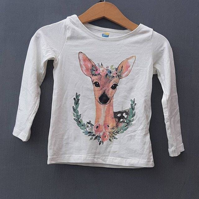 Kaos Lengan Panjang Anak Perempuan HnM Rusa