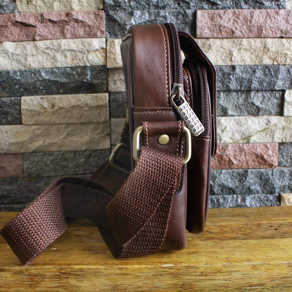 TAS KICKERS KECIL COKLAT KULIT SAPI ASLI 100%