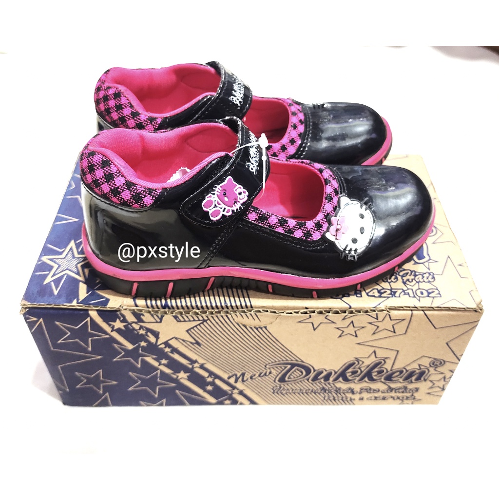 Sepatu Anak Perempuan Hello Kitty Duken/Sepatu Sekolah Hitam Anak Cewe Hello Kitty/Sepatu Hello Kitty