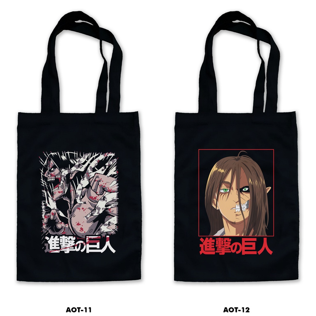 TOTE BAG HITAM - ATTACK ON TITAN /ANIME /MANGA 1