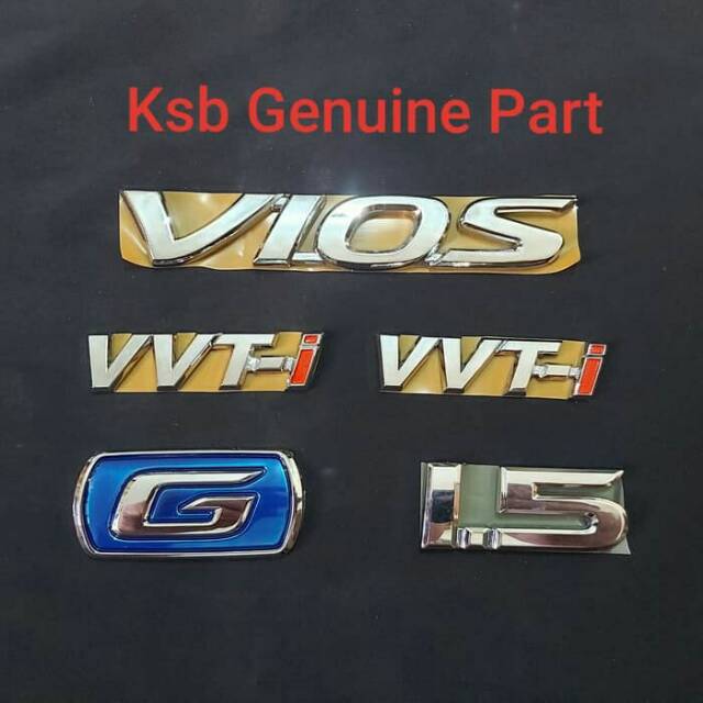 Emblem Full Set Toyota New Vios Vvti Tipe G Original Asli 1 Paket