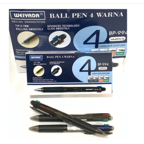

Pulpen Weiyada BP-994 / Ballpoint / Pulpen Gel Hitam / Alat Tulis / Bulpen Hitam / Bulpen 4 Warna
