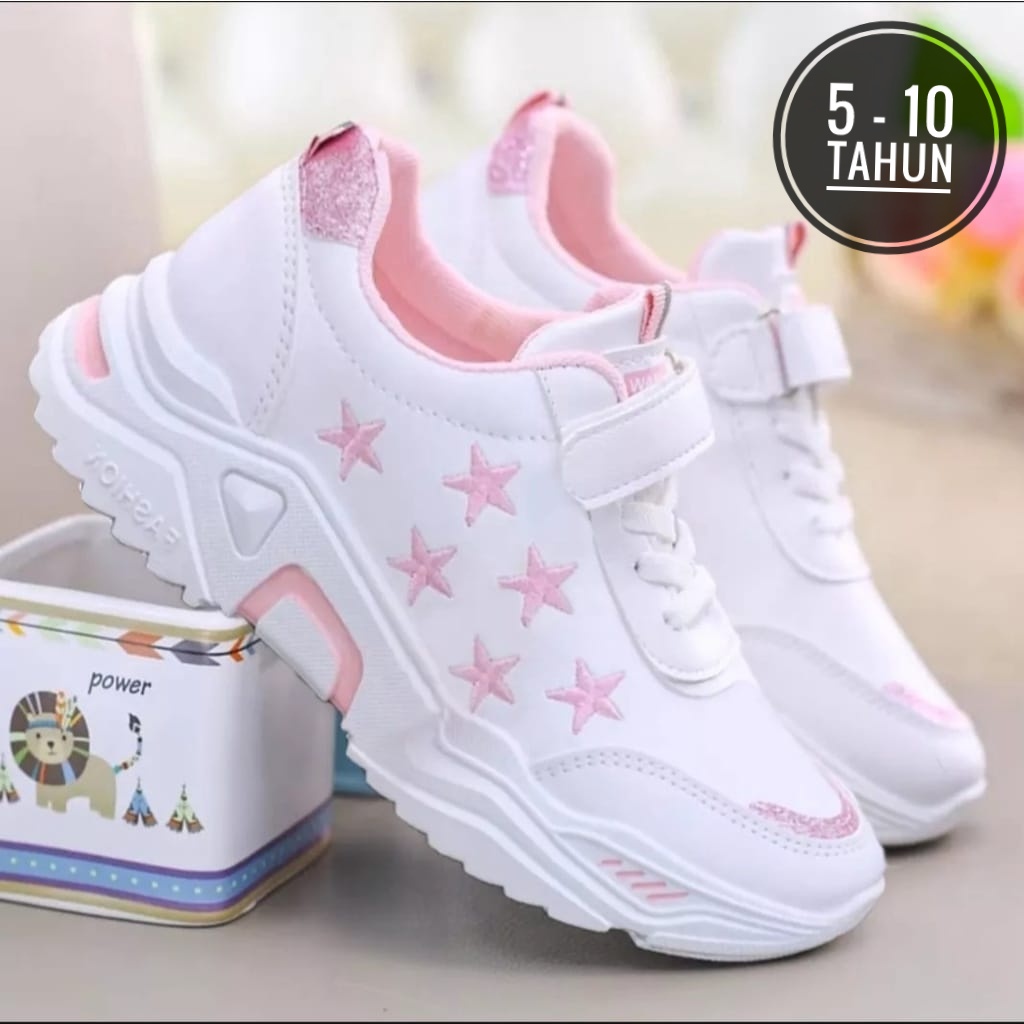 Sneakers anak perempuan bintang bintang pink