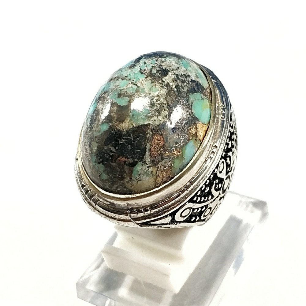 CINCIN BATU AKIK NATURAL PIRUS PERSIA TURQUOISE SERAT EMAS IRAN