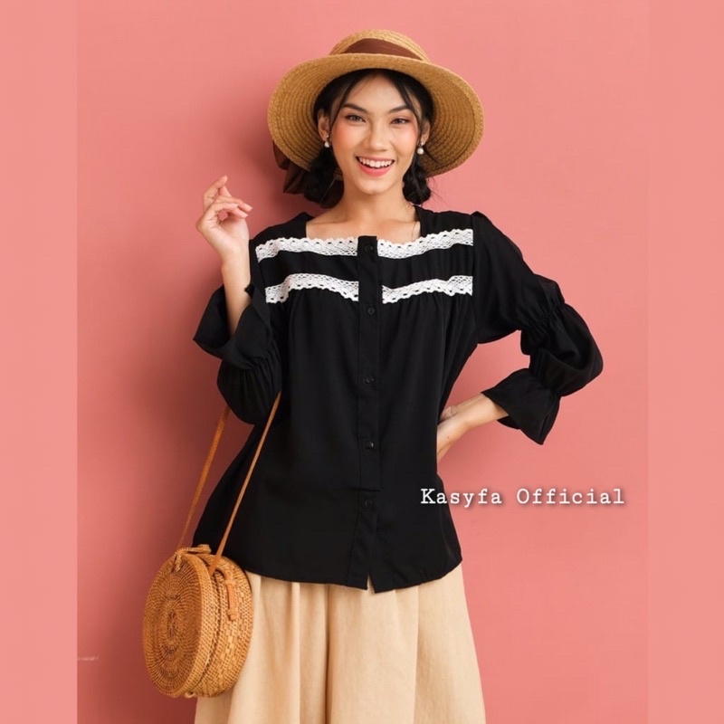 SERLI BLOUSE RENDA // ATASAN RENDA DOUBLE FULL KANCING