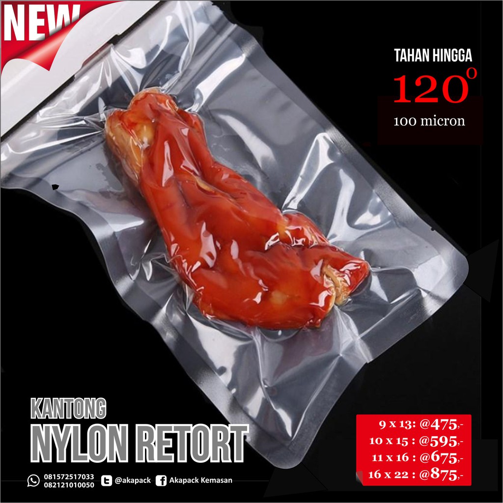 Plastik Vacuum Retort 10x15 Tahan Panas 120 derajat Plastik Vacuum Retort 10x15 Tahan Panas 120 derajat