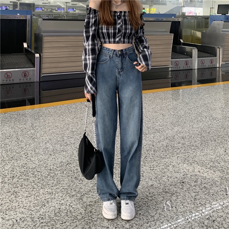 korean style new longgar vintage kekinian boyfriend celana jeans panjang wanita