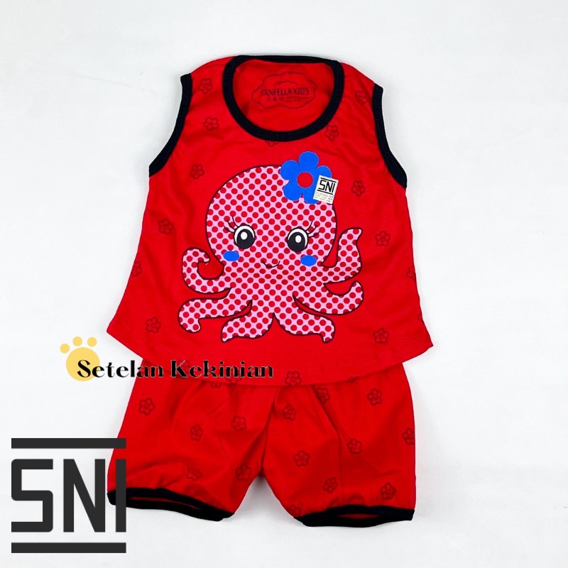 [SINGLET] Setelan anak perempuan 0-12bulan set baby girl newborn hadiah akikah gambar kelinci gurita animal