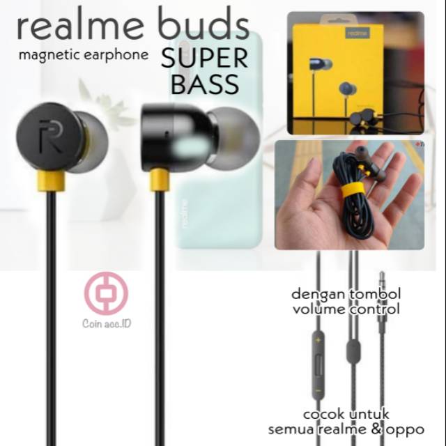 Handsfree/headset/earphone REALME BUDS SUPER BASS (hedset magnetic)C11/C12/C15 pro/5i/c2/c3/3 pro/XT