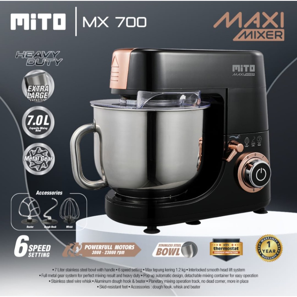 Stand Mixer Mito MX-700 Maxi Mixer Heavy Duty 7 Liter