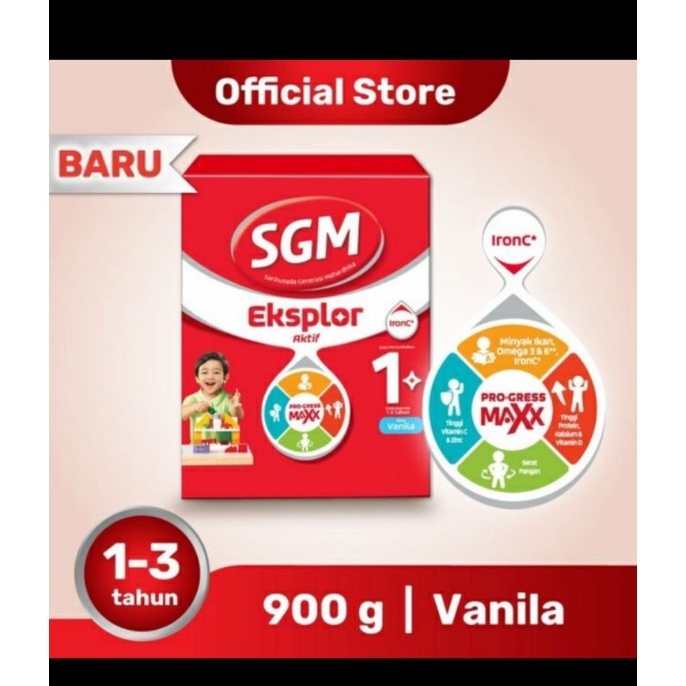 susu sgm 1+ vanila 900 grm , susu bayi 1 tahun keatas