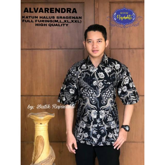 Batik Solo ALVARENDRA LAWASAN Kemeja Pria Katun Halus Sragenan Full Furing