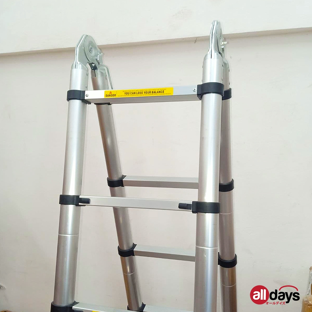 Alldays 2 in 1 Tangga Lipat Teleskopik DOUBLE STRAIGHTABLE 1,9 + 1,9 METER Alumunium Ladder Bahan Kuat, Praktis, Simple