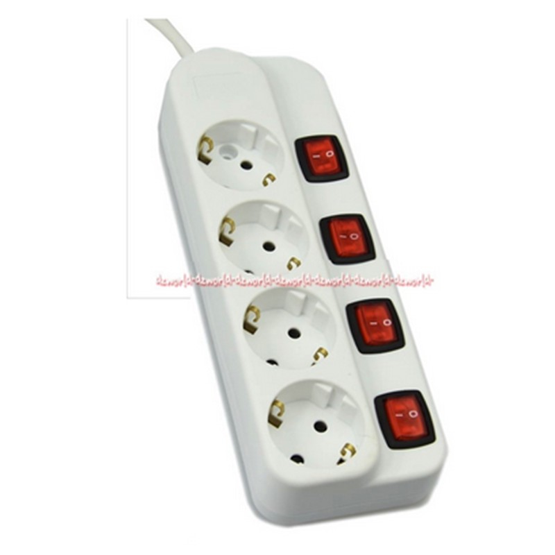 Krisbow Stop Kontak 4 Putih Colokan Kabel Socket Dengan Tombol On Off colok 4 Ekstensi Kabel Sambung Putih Dengan Stop Kontak Masing-Masing Colokan 4Lubang White Soket With Switch On Off