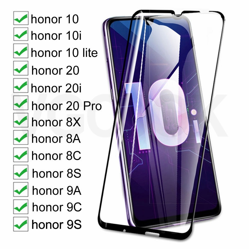 Pelindung Layar Tempered Glass 100d Untuk Huawei Honor 10 Lite 20 Pro 10i 20i 8x 8a 8c 8s 9a 9c 9s