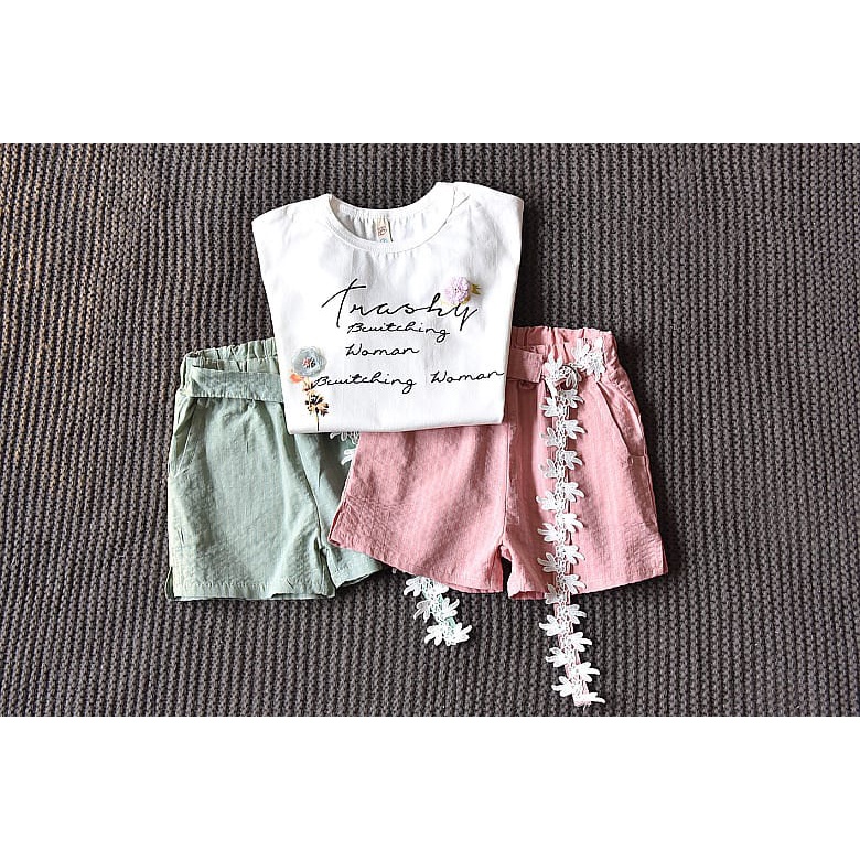 Setelan Chan Mi uk Bayi - 4 TAHUN / Set Casual Premium Kualitas Import Gaya Elegant Korea Anak Perempuan Korean Kids Lengan Pendek Babycinnamon