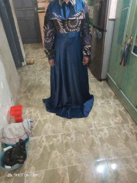 Couple Gamis Batik Putri Malu Kombinasi, Sarimbit Batik