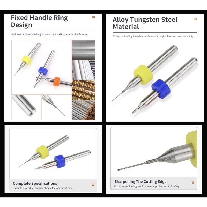 Mata Bor Micro Tungsten PCB CNC Circuit Board Mini Drill 0.1mm - 1mm