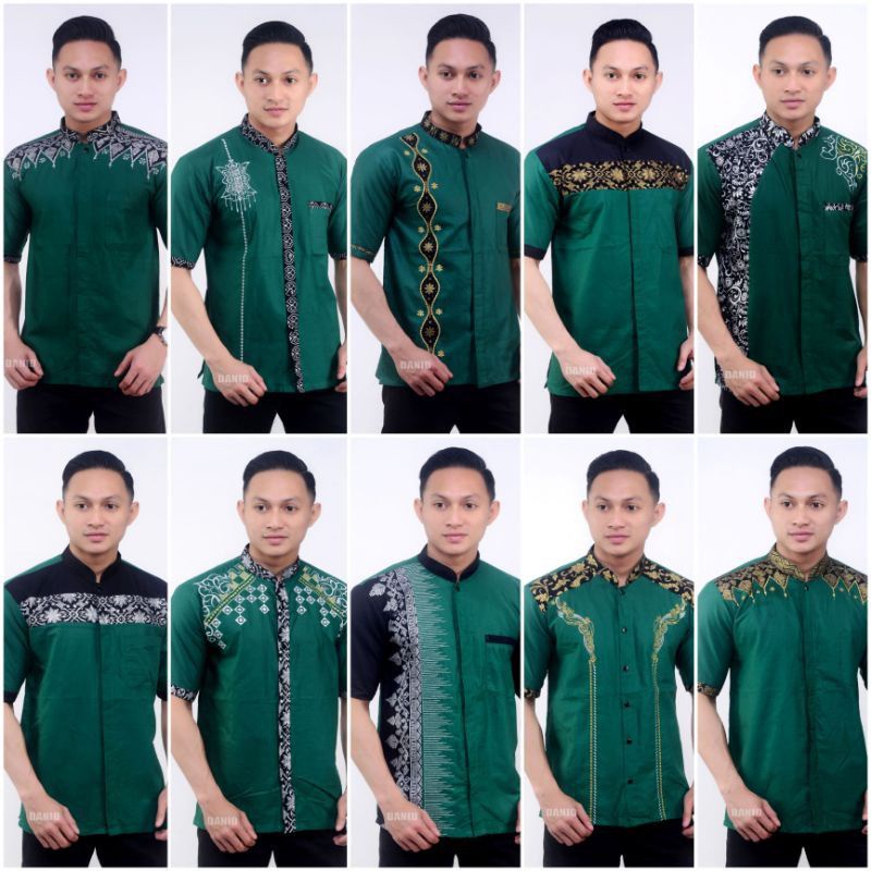 baju koko terbaru / hemko / koko lengan pendek / koko batik warna hijau