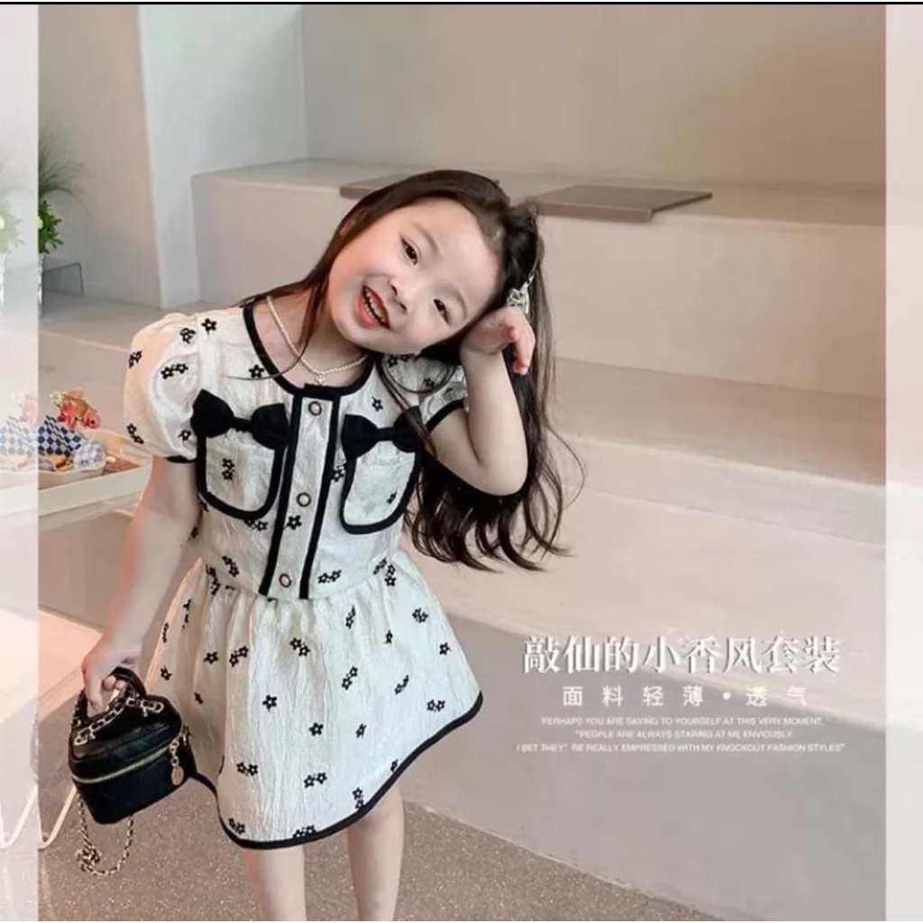 Setelan kemeja import anak + rok mini lucu / One set blazer anak cewek 4 5 6 7 tahun/ Baju anak Korea apa k pop / pakaian anak modern St.star660/ Set Jennie kid