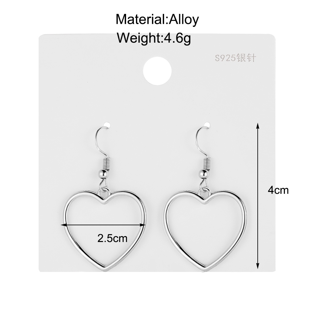 Anting Kait Gantung Desain Hati Warna Silver Gaya Simple Untuk Wanita