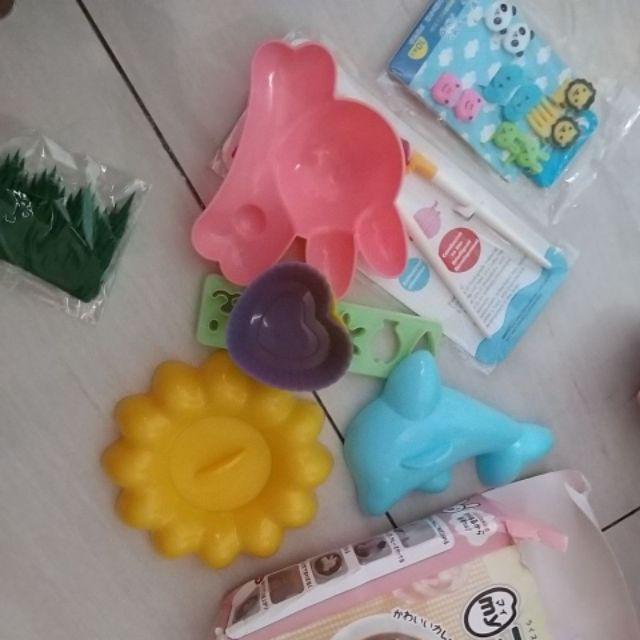 Cetakan Nasi Bento Set 4in1 Lumba Lumba Kelinci Matahari Nori/ Cetakan Agar Puding /cetakan Bento