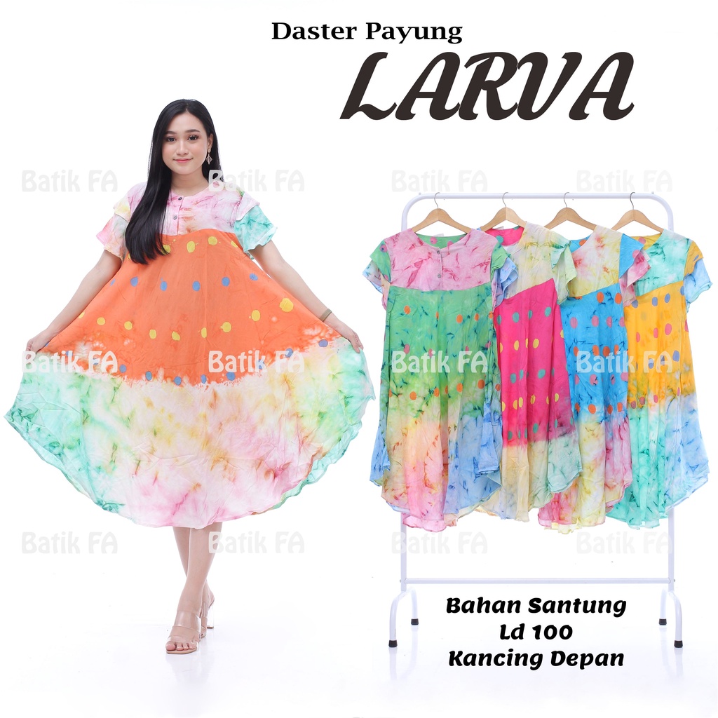 BATIK WANITA DASTER PAYUNG RAYON ( BLACKJET CHOCOCHIP QUANTUM TROMBOSIT DELFI PESONA LARVA KIPAS WARNA LILY GARIS ASHANTY CALADINE MAYA OSELA SAFINA ) KEKINIAN KANCING DEPAN BUSUI BUMIL LENGAN PENDEK MURAH ADEM-DP LARVA
