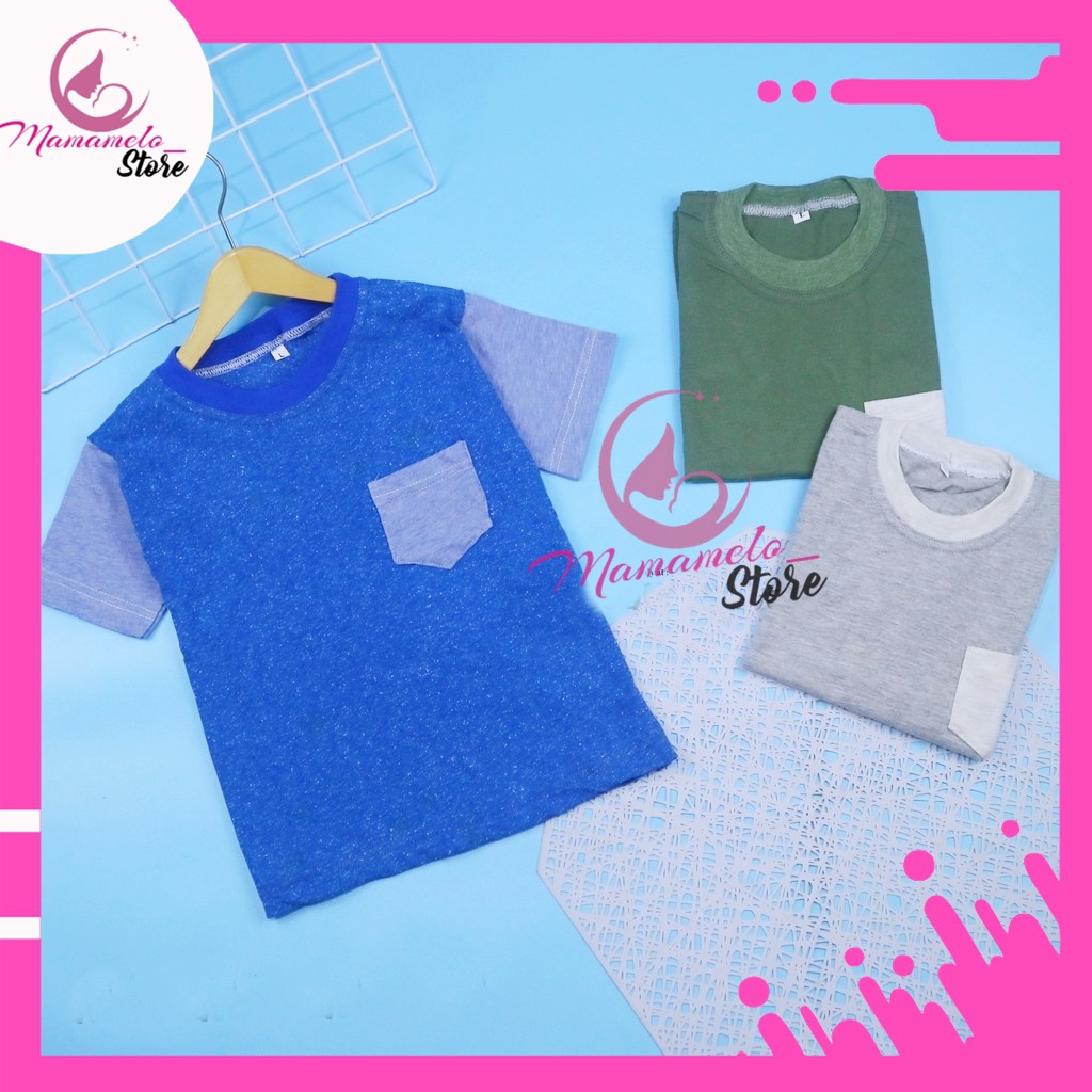 BAJU KAOS SAKU ATASAN ANAK COWOK 2-3 TH - RAGLAN POLOS COWO SETELAN BALITA HARIAN LAKI DISTRO MURAH
