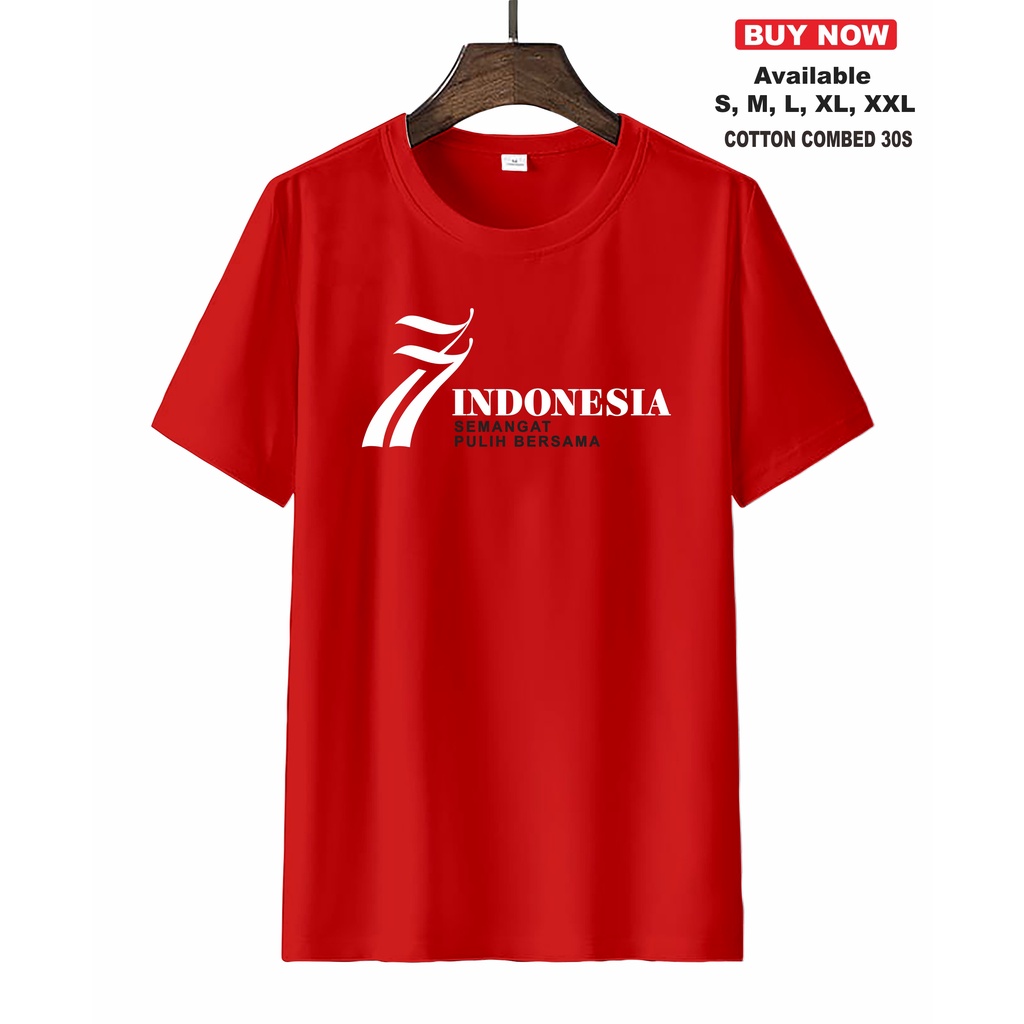 Tshirt Baju Kaos Distro KEMERDEKAAN 77th Indonesia Pulih Bersama/ Kaos Distro Pria Wanita