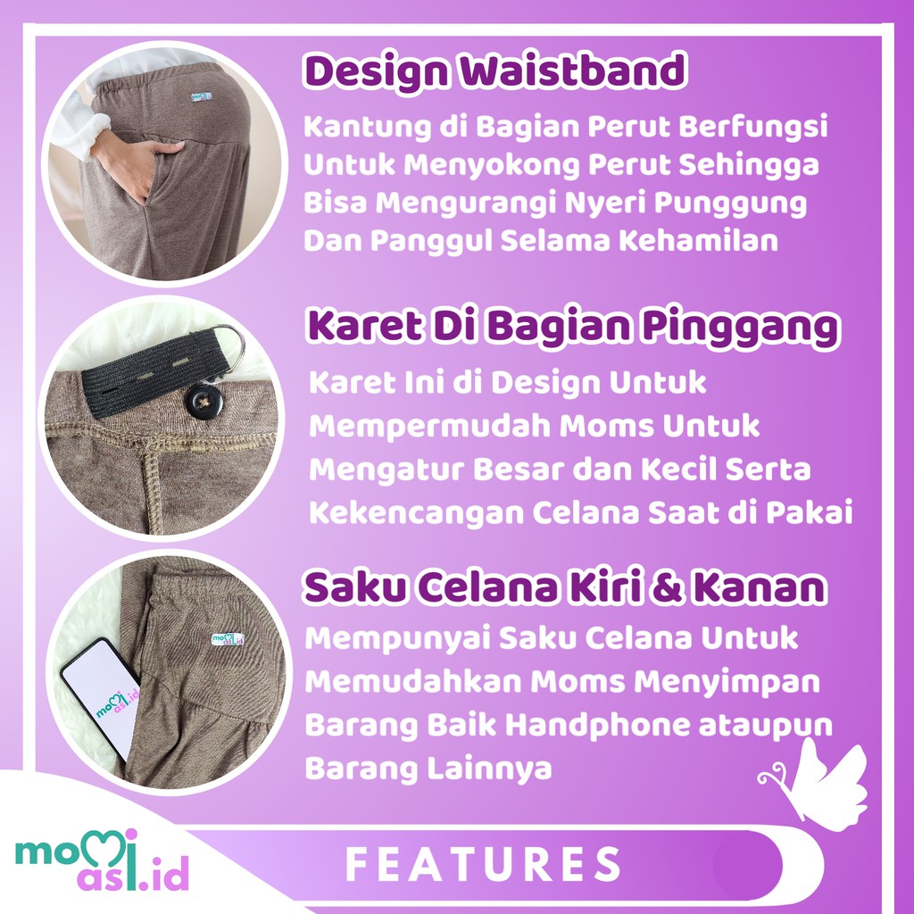 Momiasi - Celana Ibu Hamil Jumbo Fashion Wanita Bumil Maternity Pants Premium Light Grey