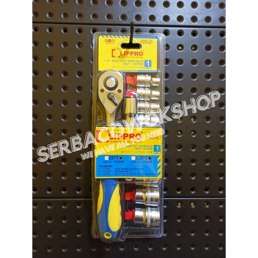 Lippro Kunci Sok Set Sock 12 Pcs 1/2 Inch Socket Set 12 Pcs Heavy Duty Termurah Berkualitas