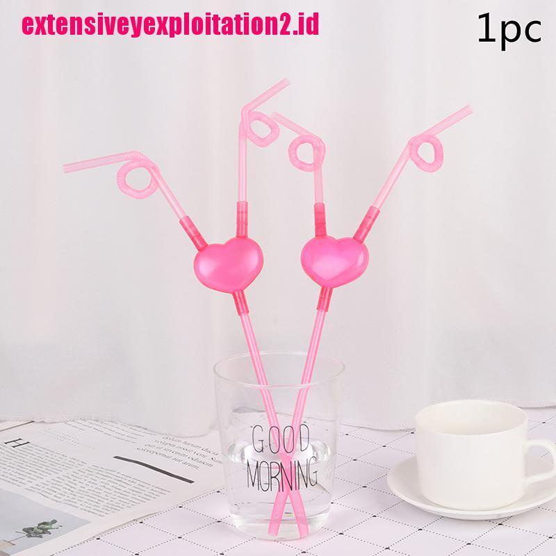 &lt; E2id &amp; &gt; Sedotan Minum Flexible Bentuk Hati Unik