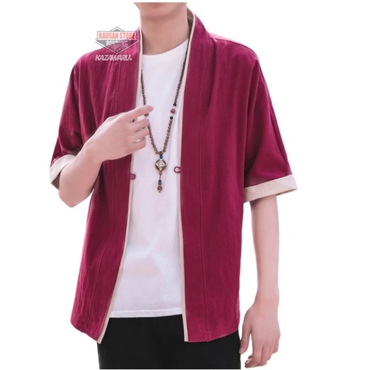 KAZAWARU KIMONO OUTER PRIA LENGAN TANGAN PENDEK  | KIMONO MODEL TERBARU | KIMONO CARDIGAN KOREA UNIS
