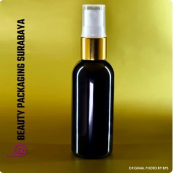 Botol Plastik PET 60ml BR Hitam Tutup Spray Gold